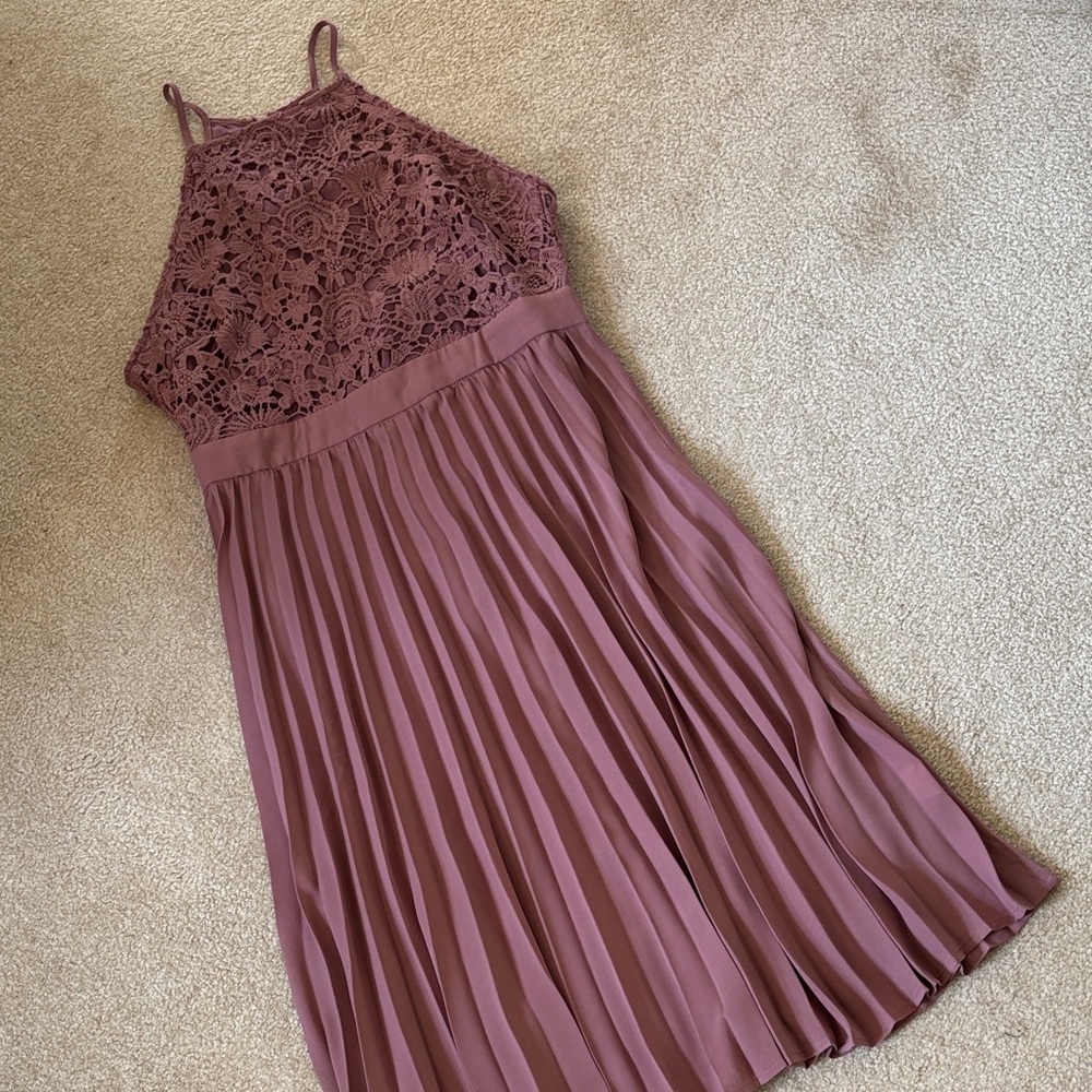 Lace Halter Dress in dusky rose colour
